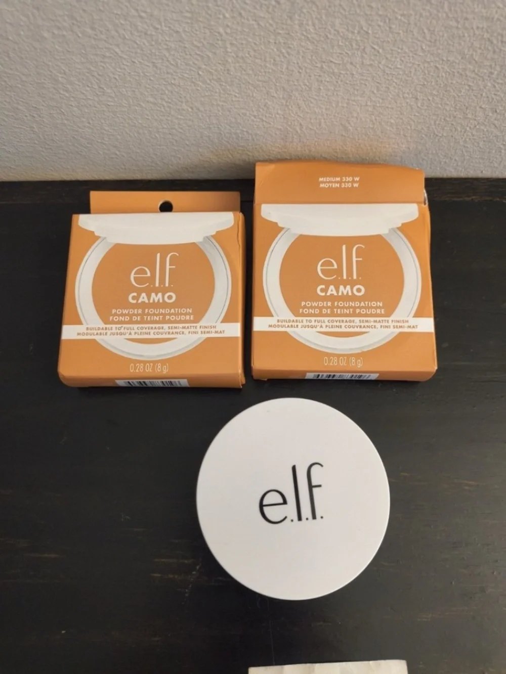 E.L.F. elf CAMO Powder Foundation semi matte finish, Medium 330 W x4